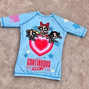 Women’s BJJ rash guard Continuous Flow Power Puff Girls baby blue sz Small